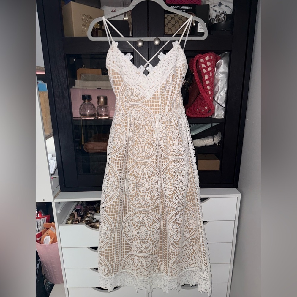 AEOM Open Crochet Backless Midi Dress